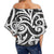 Polynesian Maori Ethnic Ornament Gray Hawaii Women's Off Shoulder Wrap Waist Top - Polynesian Pride