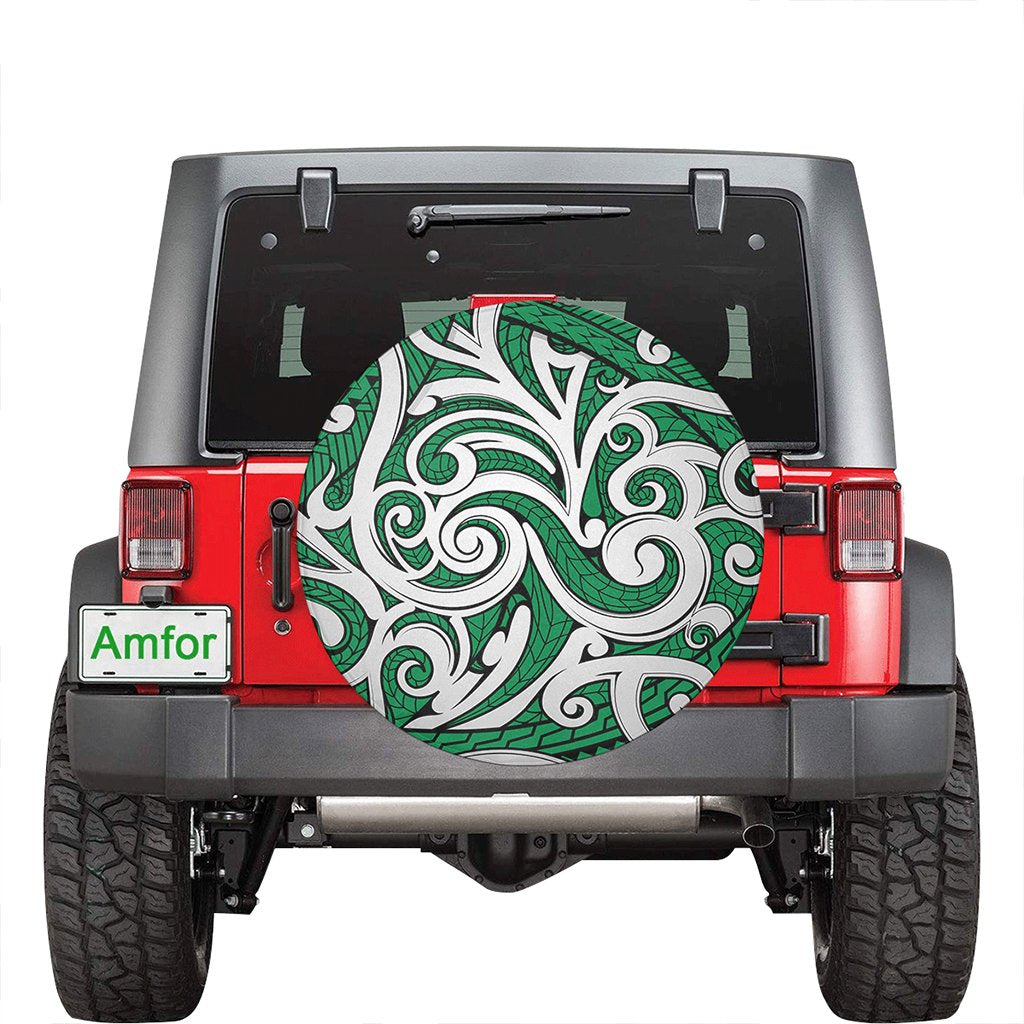 Polynesian Maori Ethnic Ornament Green Hawaii Spare Tire Cover - Polynesian Pride