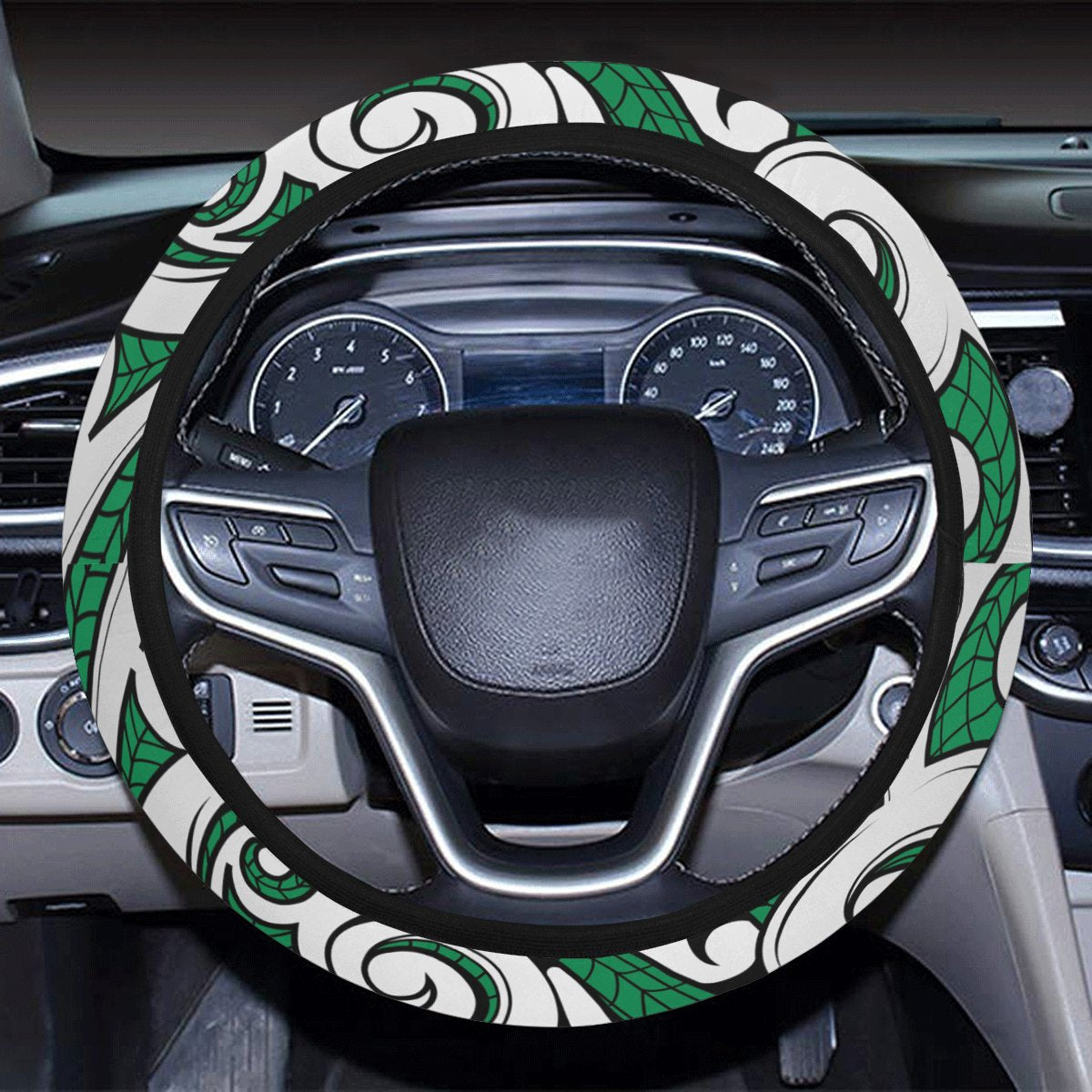 Polynesian Maori Ethnic Ornament Green Hawaii Steering Wheel Cover with Elastic Edge - Polynesian Pride