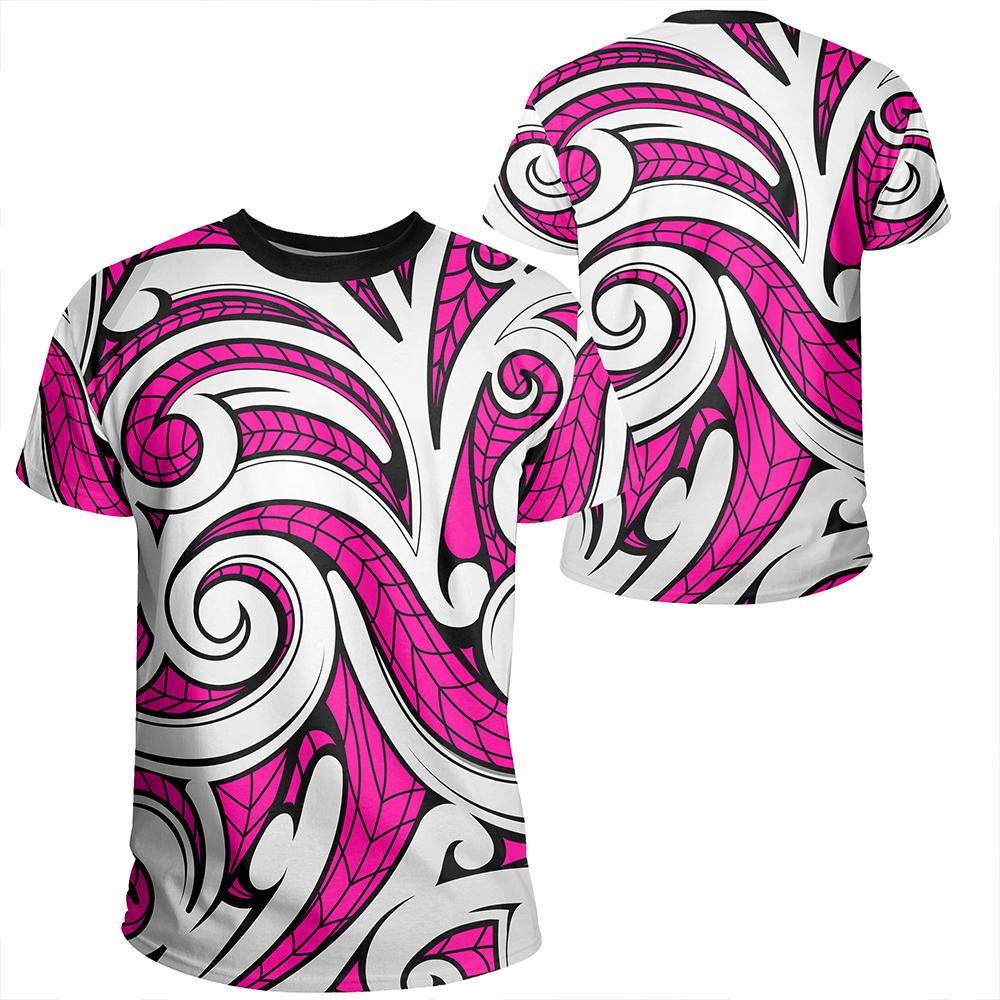 Polynesian Maori Ethnic Ornament Pink T Shirt Unisex Polyester - Polynesian Pride