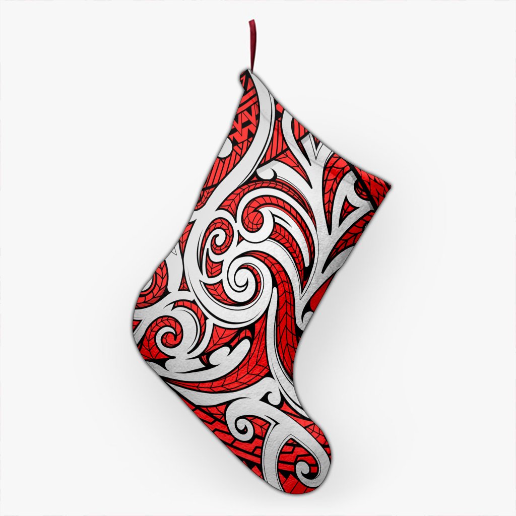 Polynesian Maori Ethnic Ornament Red Christmas Stocking 26 X 42 cm Red Christmas Stocking - Polynesian Pride