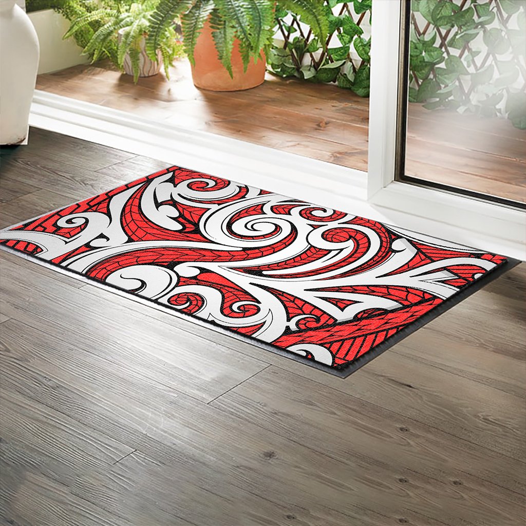 Polynesian Maori Ethnic Ornament Red Hawaii Door Mat - Polynesian Pride