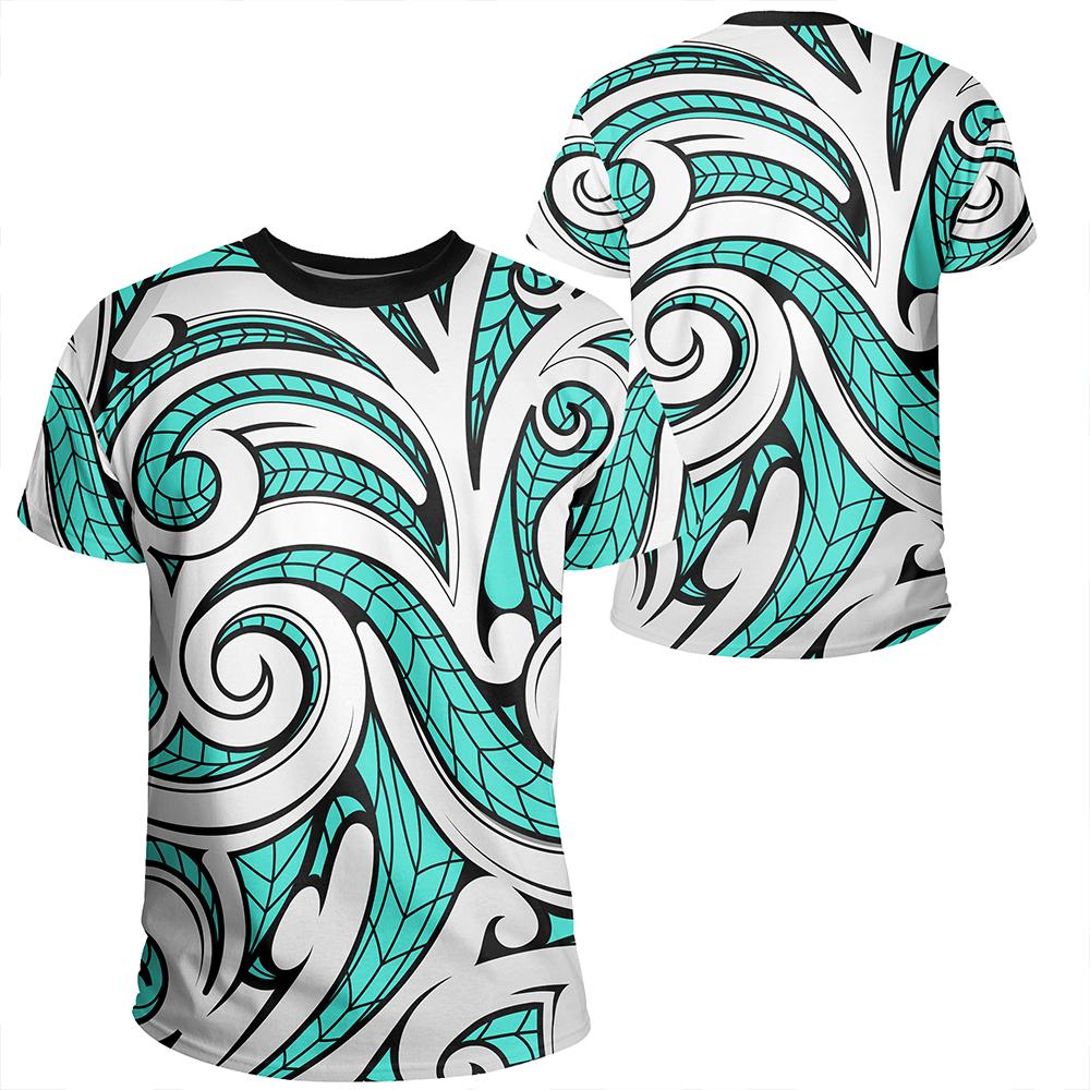 Polynesian Maori Ethnic Ornament Turquoise T Shirt Unisex Polyester - Polynesian Pride