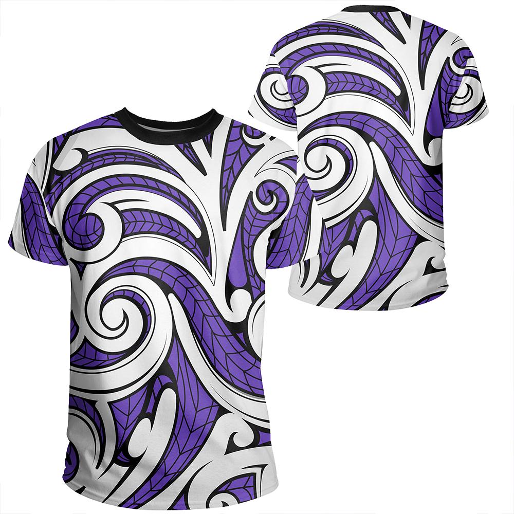 Polynesian Maori Ethnic Ornament Violet T Shirt Unisex Polyester - Polynesian Pride