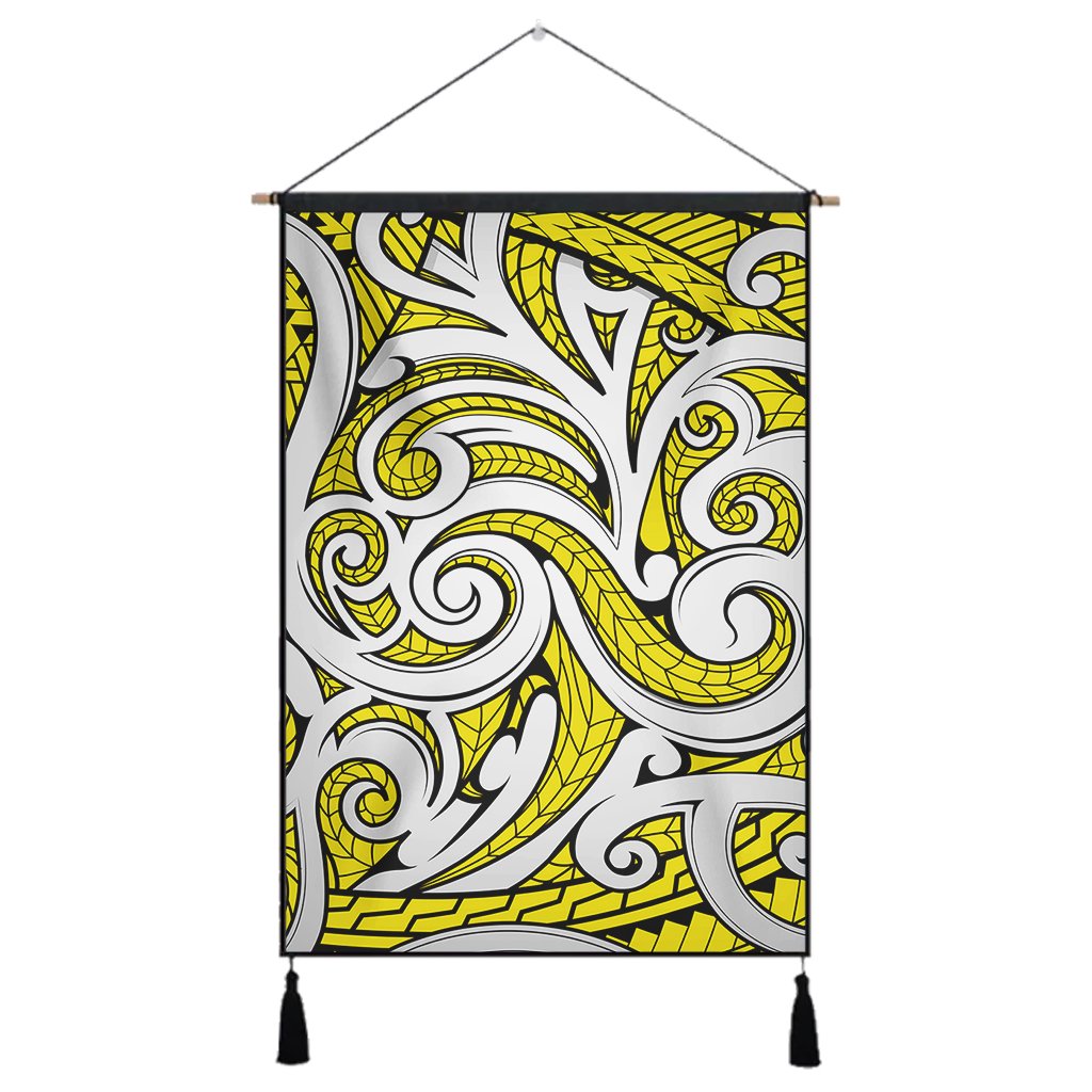 Polynesian Maori Ethnic Ornament Yellow Hanging Poster - AH Hanging Poster 43 x 65 cm Cotton And Linen - Polynesian Pride