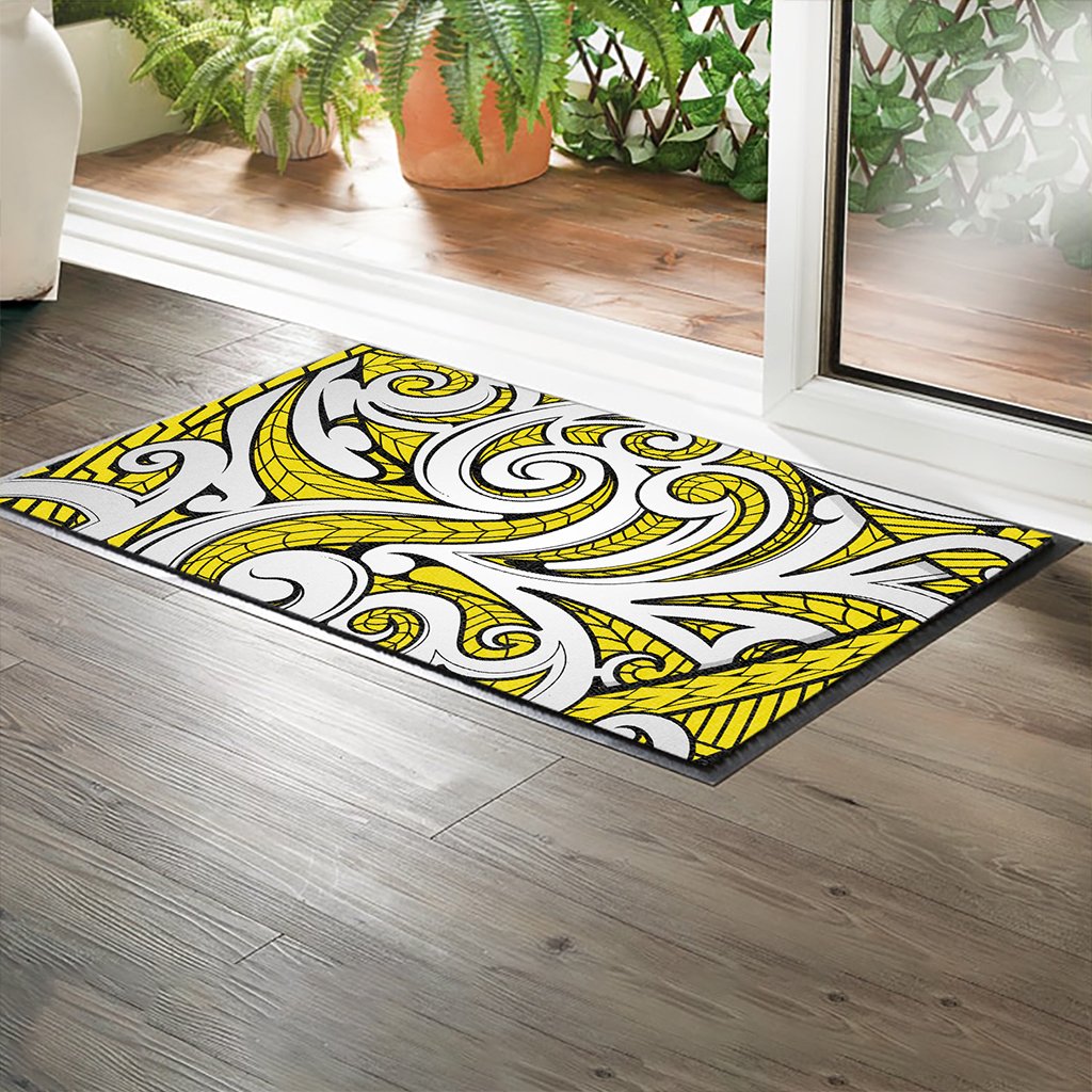 Polynesian Maori Ethnic Ornament Yellow Hawaii Door Mat - Polynesian Pride