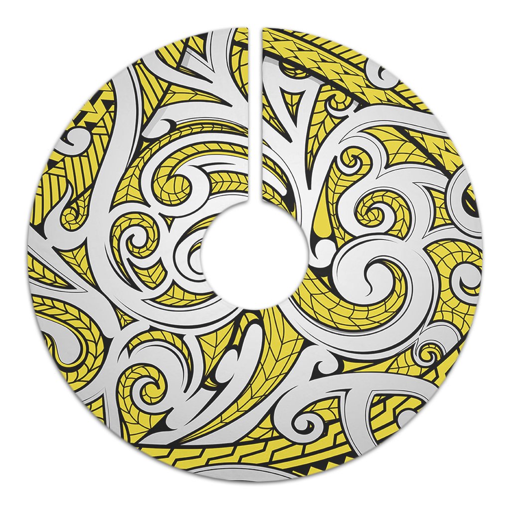 Polynesian Maori Ethnic Ornament Yellow Tree Skirt - Polynesian Pride