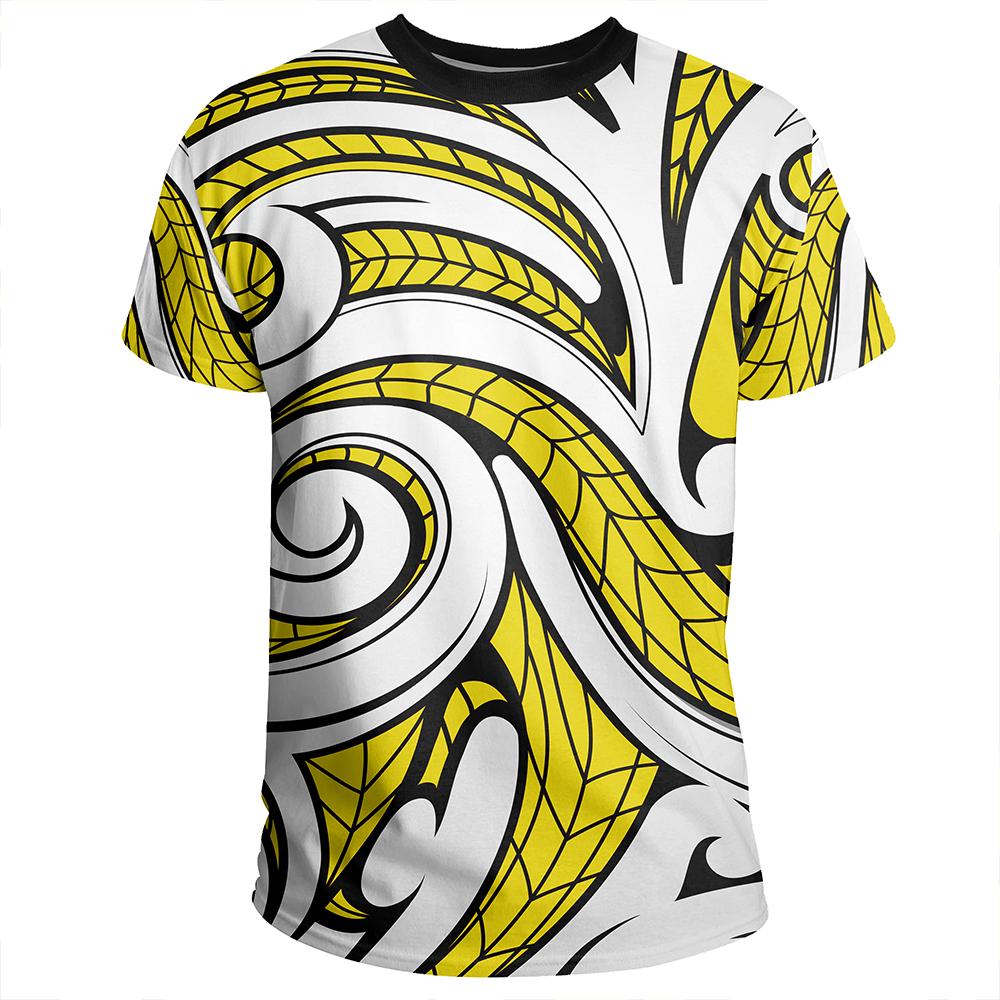 Polynesian Maori Ethnic Ornament Yellow T Shirt - Polynesian Pride