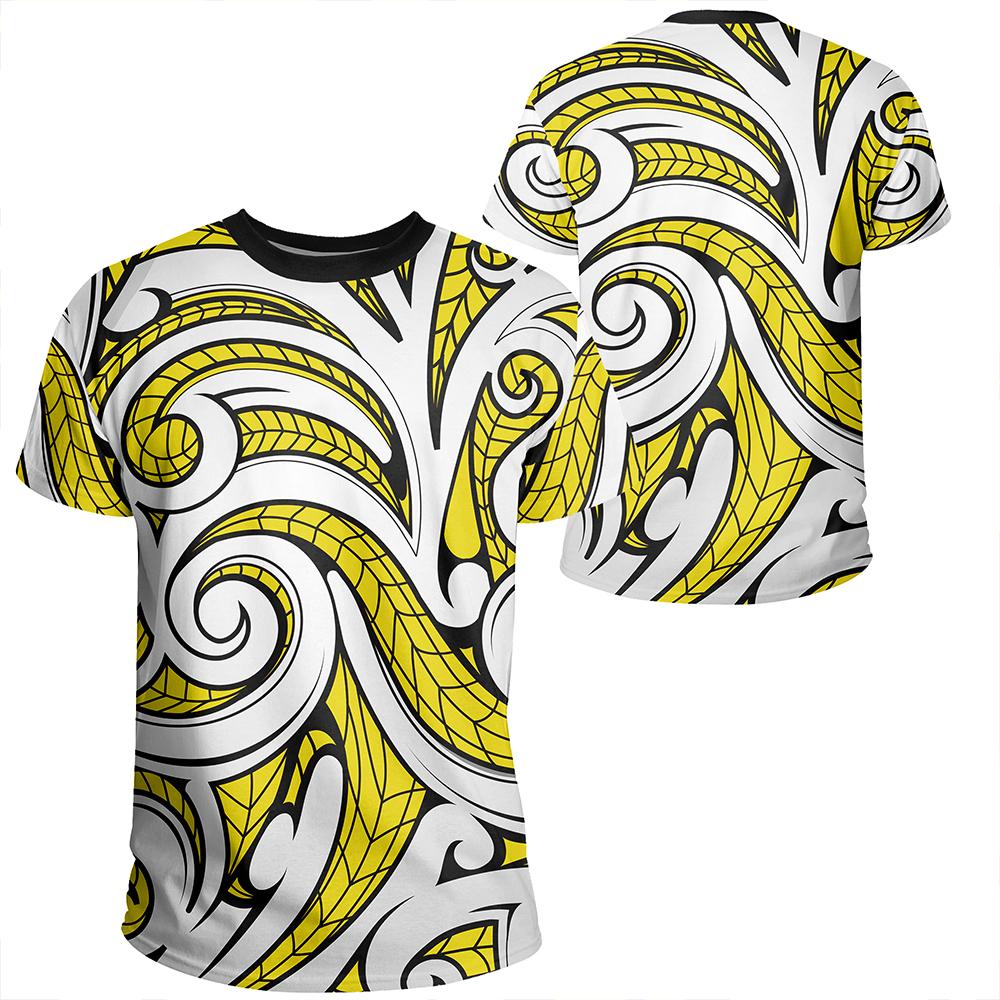 Polynesian Maori Ethnic Ornament Yellow T Shirt Unisex Polyester - Polynesian Pride