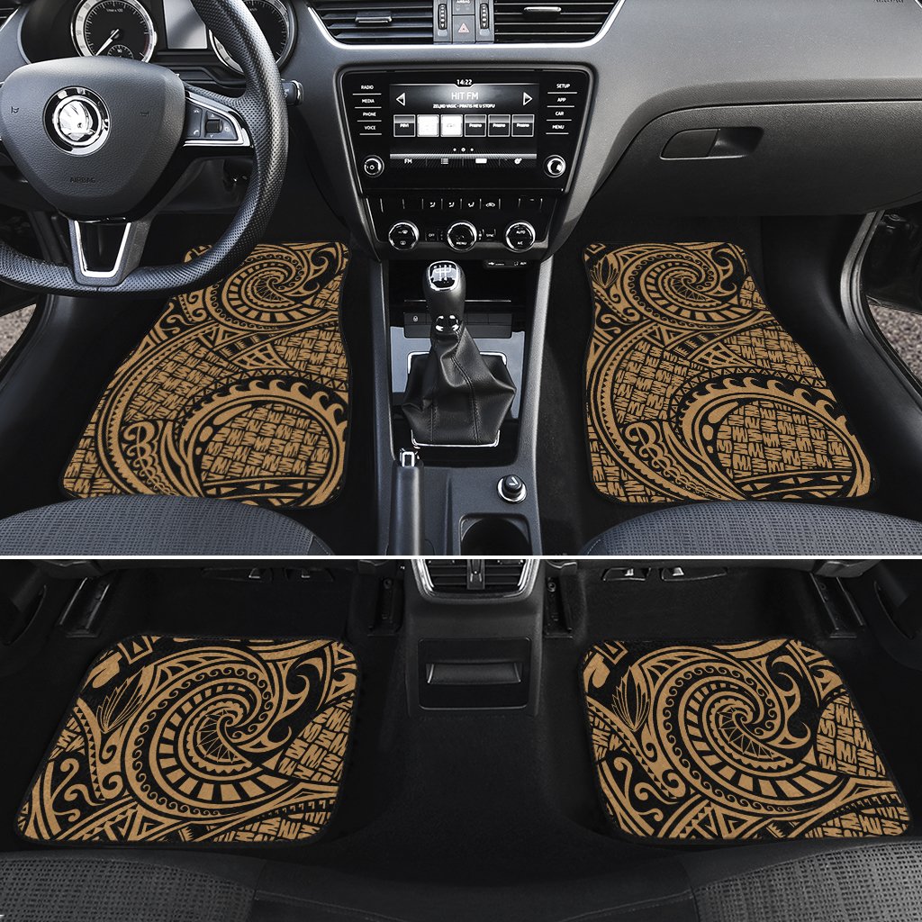 Polynesian Maori Lauhala Gold Hawaii Car Floor Mats Gold One Size - Polynesian Pride