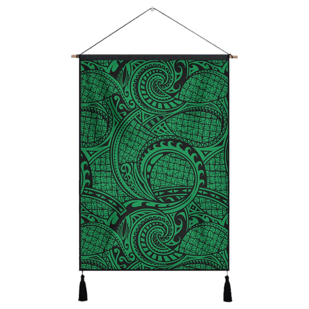 Polynesian Maori Lauhala Green Hanging Poster - AH Hanging Poster 43 x 65 cm Cotton And Linen - Polynesian Pride