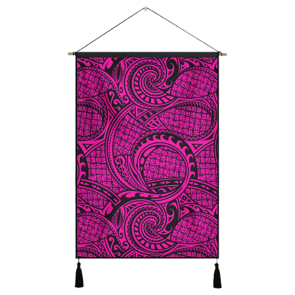 Polynesian Maori Lauhala Pink Hanging Poster - AH Hanging Poster 43 x 65 cm Cotton And Linen - Polynesian Pride