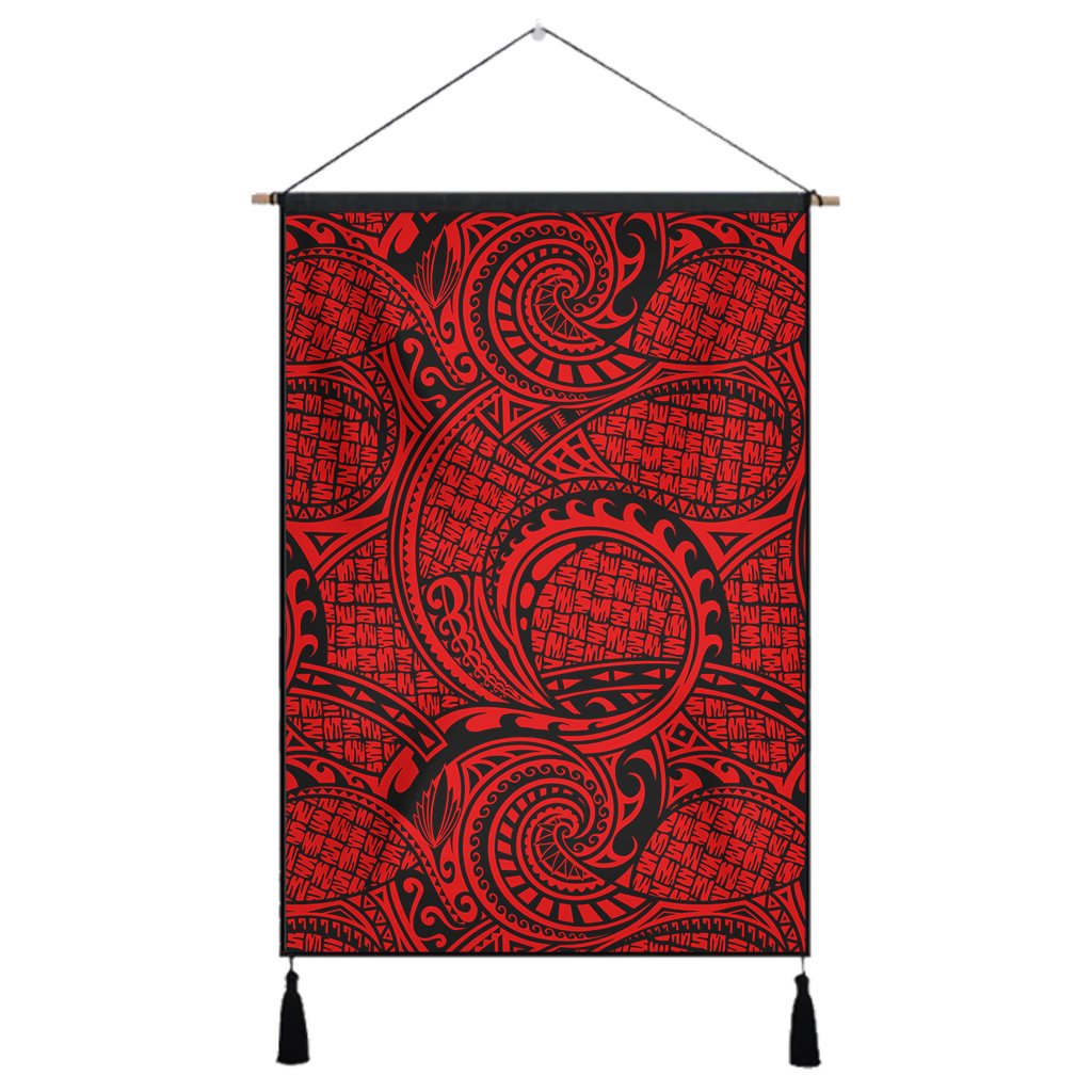 Polynesian Maori Lauhala Red Hanging Poster - AH Hanging Poster 43 x 65 cm Cotton And Linen - Polynesian Pride