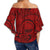 Polynesian Maori Lauhala Red Hawaii Women's Off Shoulder Wrap Waist Top - Polynesian Pride