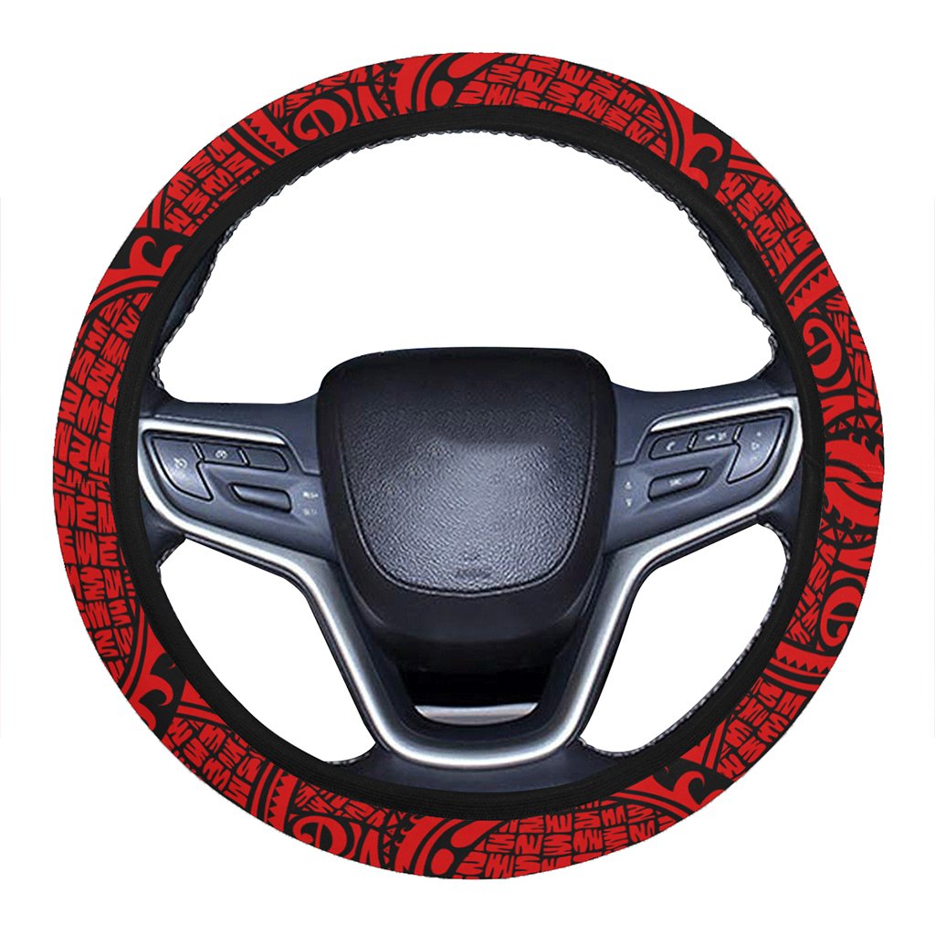 Polynesian Maori Lauhala Red Hawaii Steering Wheel Cover with Elastic Edge One Size Red Steering Wheel Cover - Polynesian Pride