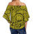 Polynesian Maori Lauhala Yellow Hawaii Women's Off Shoulder Wrap Waist Top - Polynesian Pride