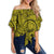 Polynesian Maori Lauhala Yellow Hawaii Women's Off Shoulder Wrap Waist Top Yellow Female - Polynesian Pride