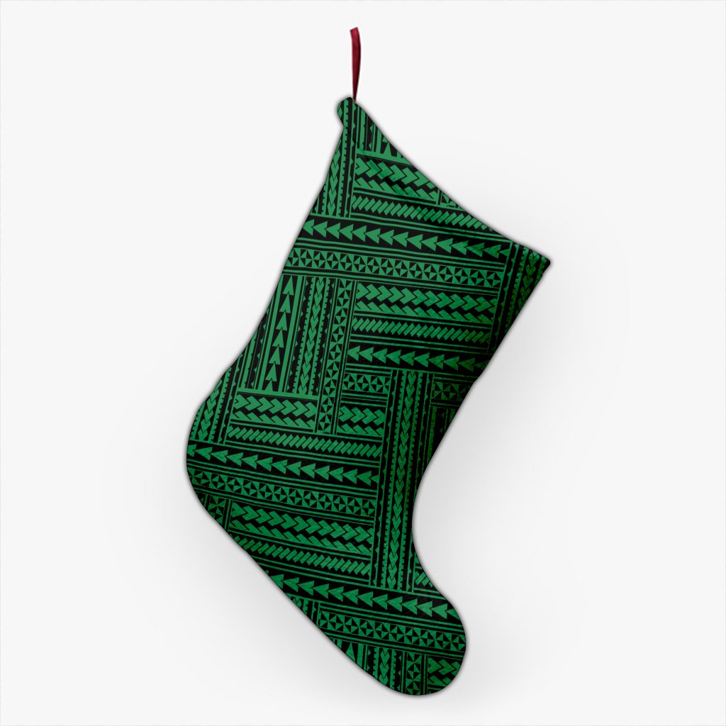 Polynesian Nation Green Christmas Stocking 26 X 42 cm Green Christmas Stocking - Polynesian Pride