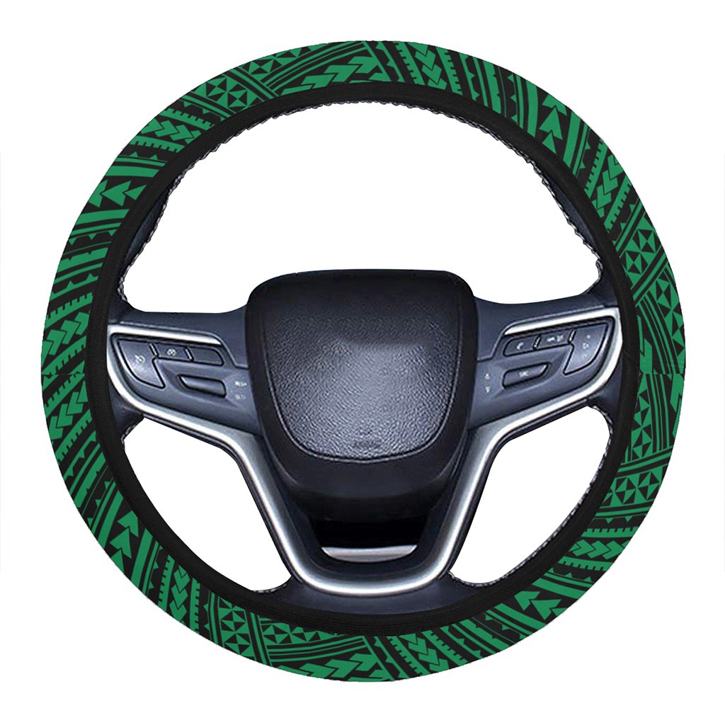 Polynesian Nation Green Hawaii Steering Wheel Cover with Elastic Edge One Size Green Steering Wheel Cover - Polynesian Pride