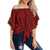 Polynesian Nation Red Hawaii Women's Off Shoulder Wrap Waist Top Red Female - Polynesian Pride