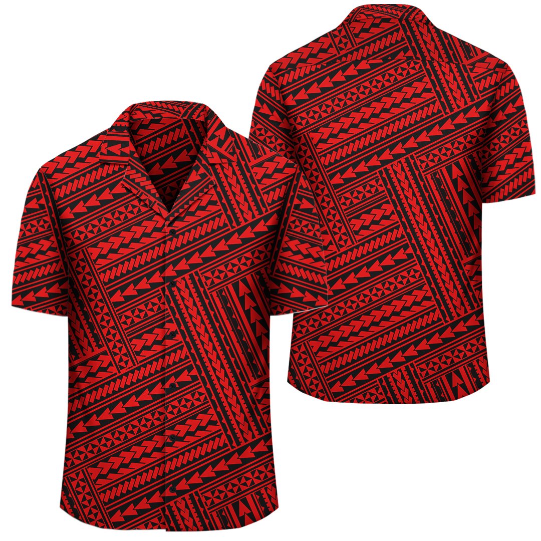 Polynesian Nation Red Hawaiian Shirt Unisex Black - Polynesian Pride