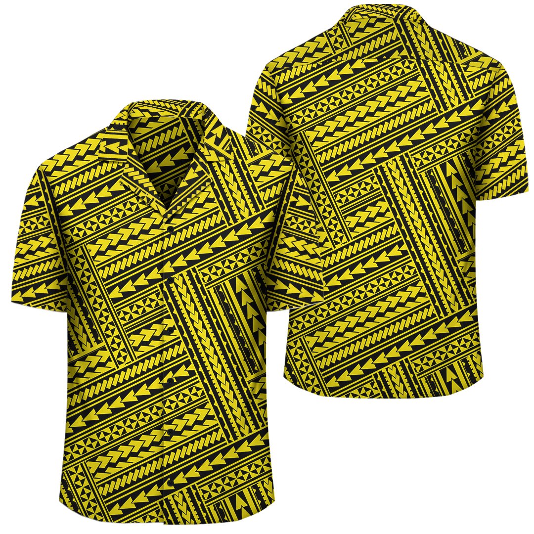 Polynesian Nation Yellow Hawaiian Shirt Unisex Black - Polynesian Pride