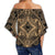 Polynesian Plumeria Mix Gold Black Hawaii Women's Off Shoulder Wrap Waist Top - Polynesian Pride