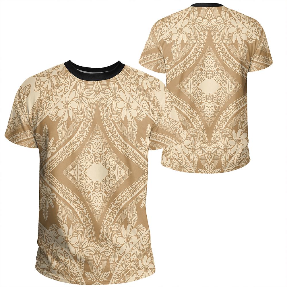 Polynesian Plumeria Mix Gold T Shirt Unisex Polyester - Polynesian Pride
