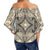 Polynesian Plumeria Mix Gray Hawaii Women's Off Shoulder Wrap Waist Top - Polynesian Pride