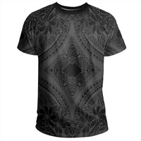 Polynesian Plumeria Mix Gray Black T Shirt - Polynesian Pride