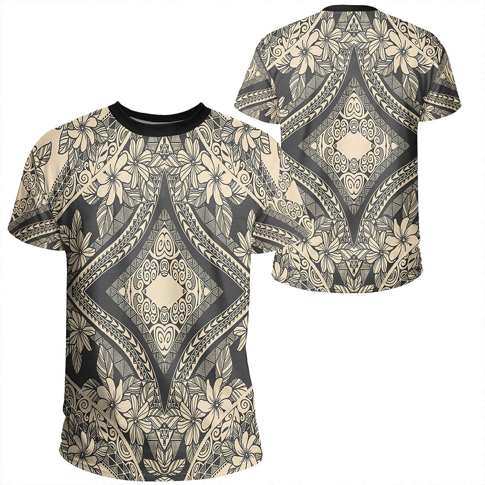 Polynesian Plumeria Mix Gray T Shirt Unisex Polyester - Polynesian Pride