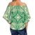 Polynesian Plumeria Mix Green Hawaii Women's Off Shoulder Wrap Waist Top - Polynesian Pride