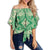 Polynesian Plumeria Mix Green Hawaii Women's Off Shoulder Wrap Waist Top Green Female - Polynesian Pride