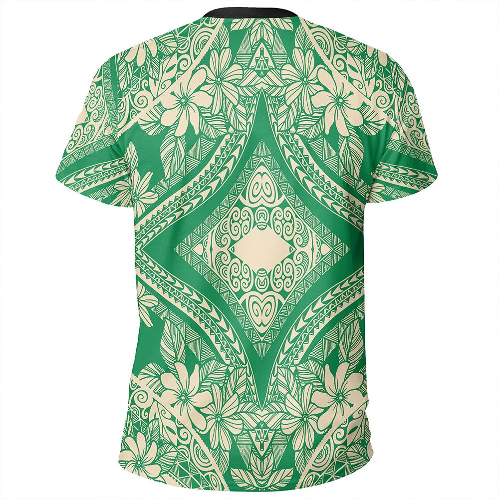 Polynesian Plumeria Mix Green T Shirt - Polynesian Pride