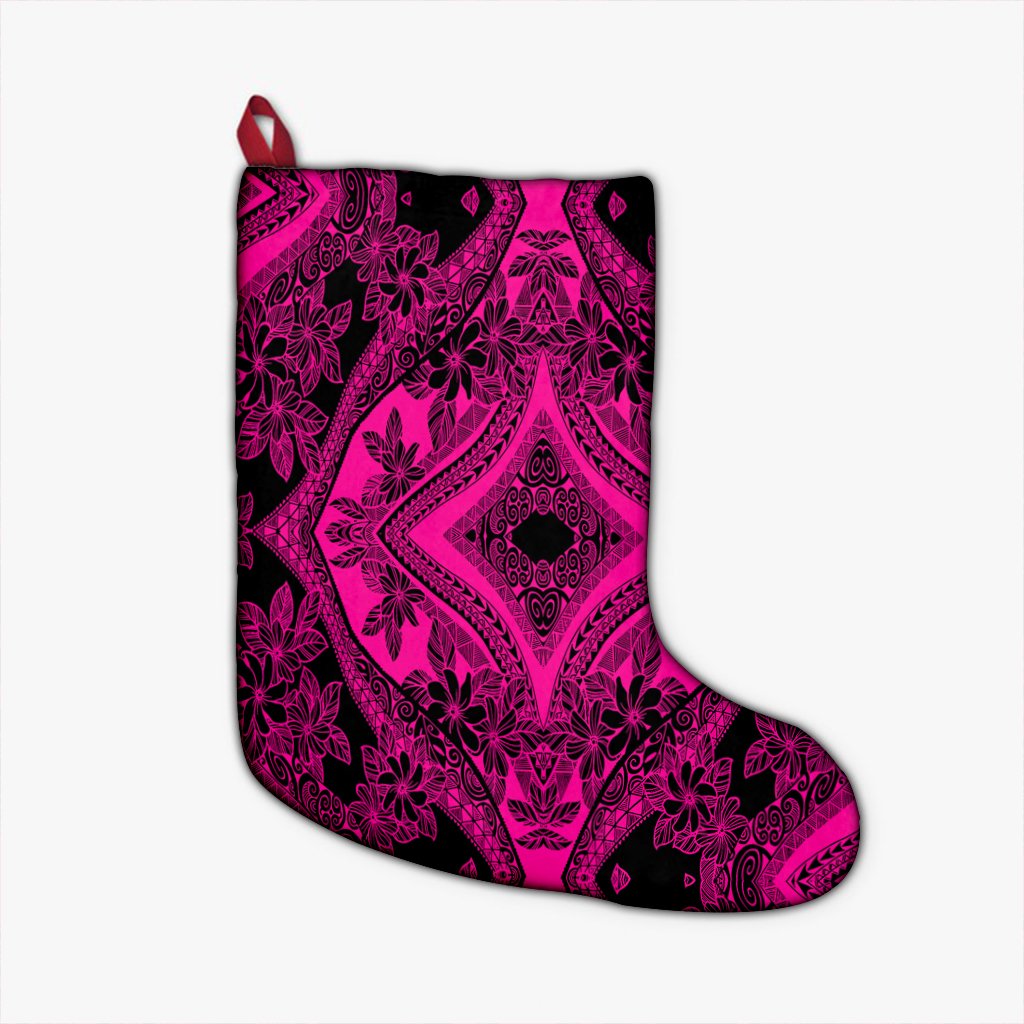 Polynesian Plumeria Mix Pink Black Christmas Stocking - Polynesian Pride