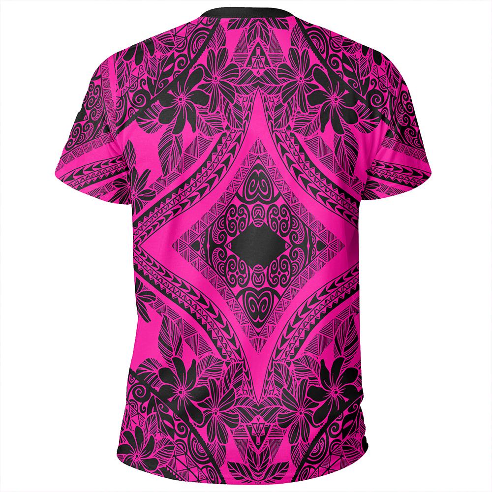 Polynesian Plumeria Mix Pink Black T Shirt - Polynesian Pride