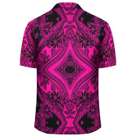 Polynesian Plumeria Mix Pink Black Hawaiian Shirt - Polynesian Pride