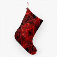 Polynesian Plumeria Mix Red Black Christmas Stocking 26 X 42 cm Red Christmas Stocking - Polynesian Pride