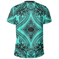 Polynesian Plumeria Mix Turquoise Black T Shirt - Polynesian Pride