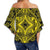 Polynesian Plumeria Mix Yellow Black Hawaii Women's Off Shoulder Wrap Waist Top - Polynesian Pride