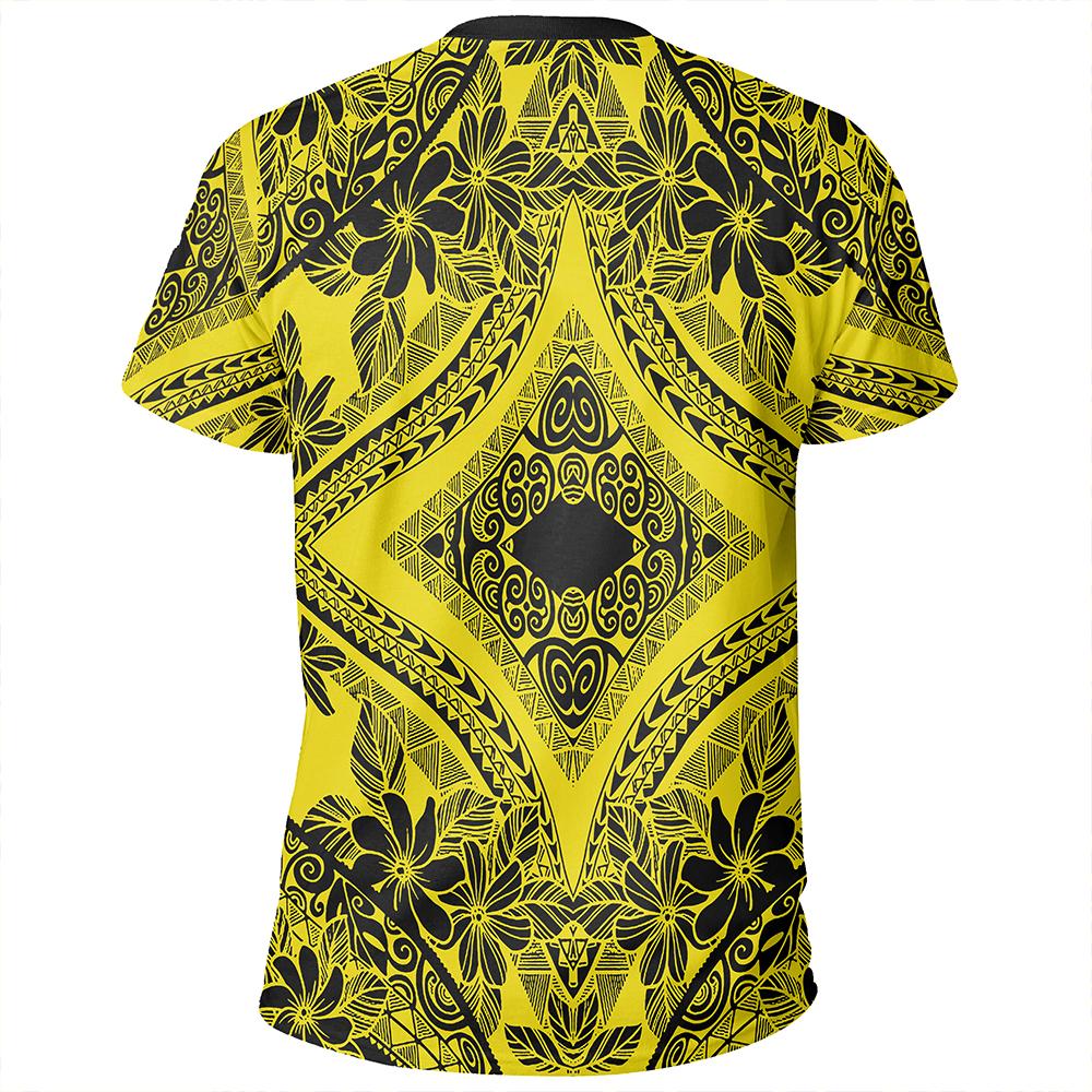 Polynesian Plumeria Mix Yellow Black T Shirt - Polynesian Pride