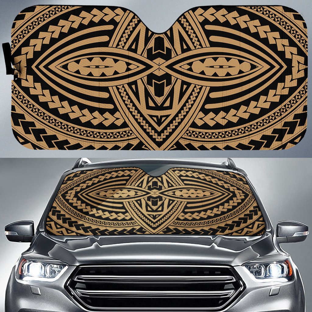Polynesian Seamless Car Sun Shade Auto Sun Shade Universal Fit Gold - Polynesian Pride