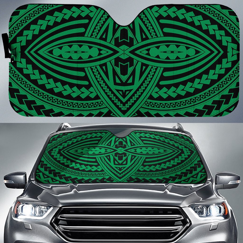 Polynesian Seamless Car Sun Shade Auto Sun Shade Universal Fit Green - Polynesian Pride
