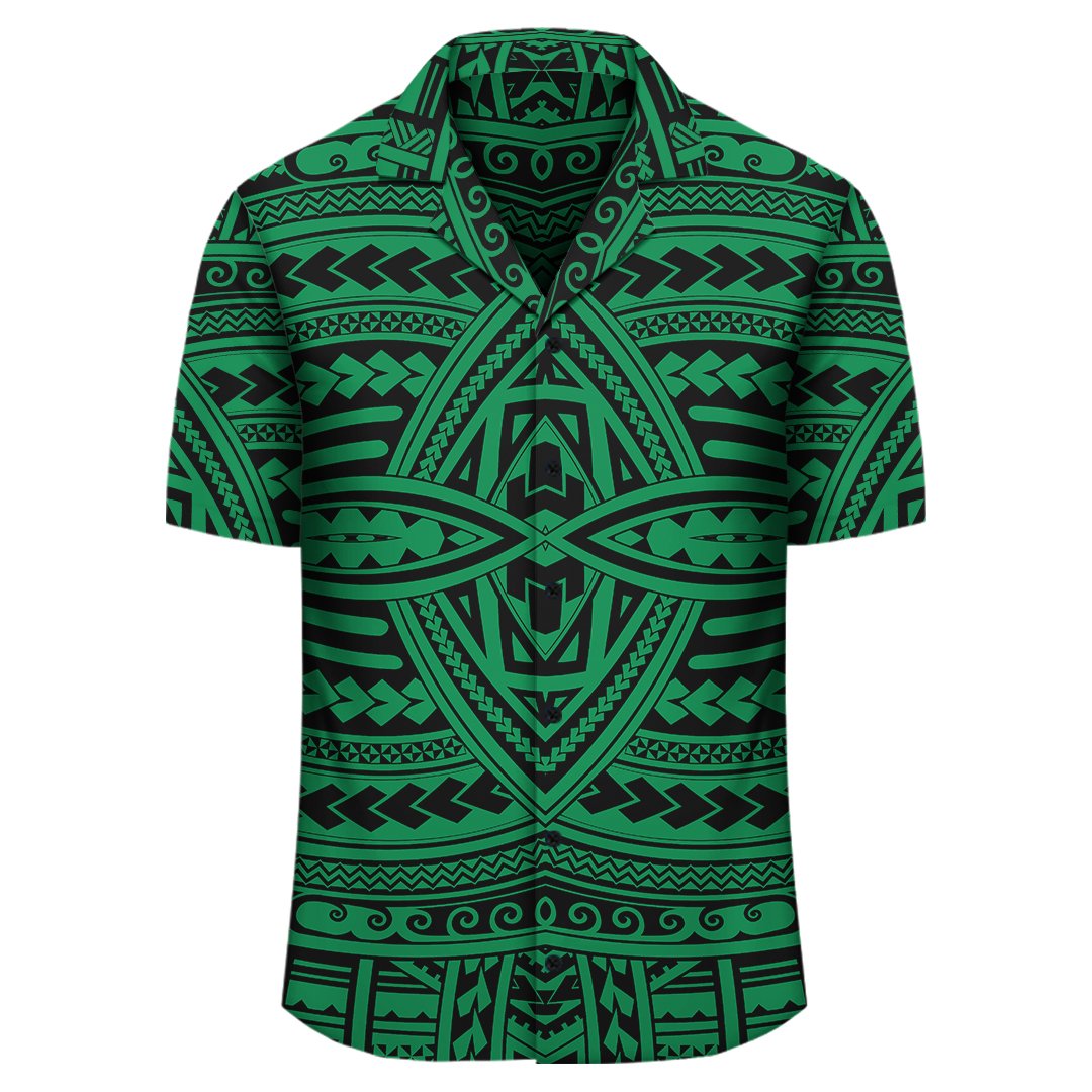 Polynesian Seamless Green Hawaiian Shirt - Polynesian Pride