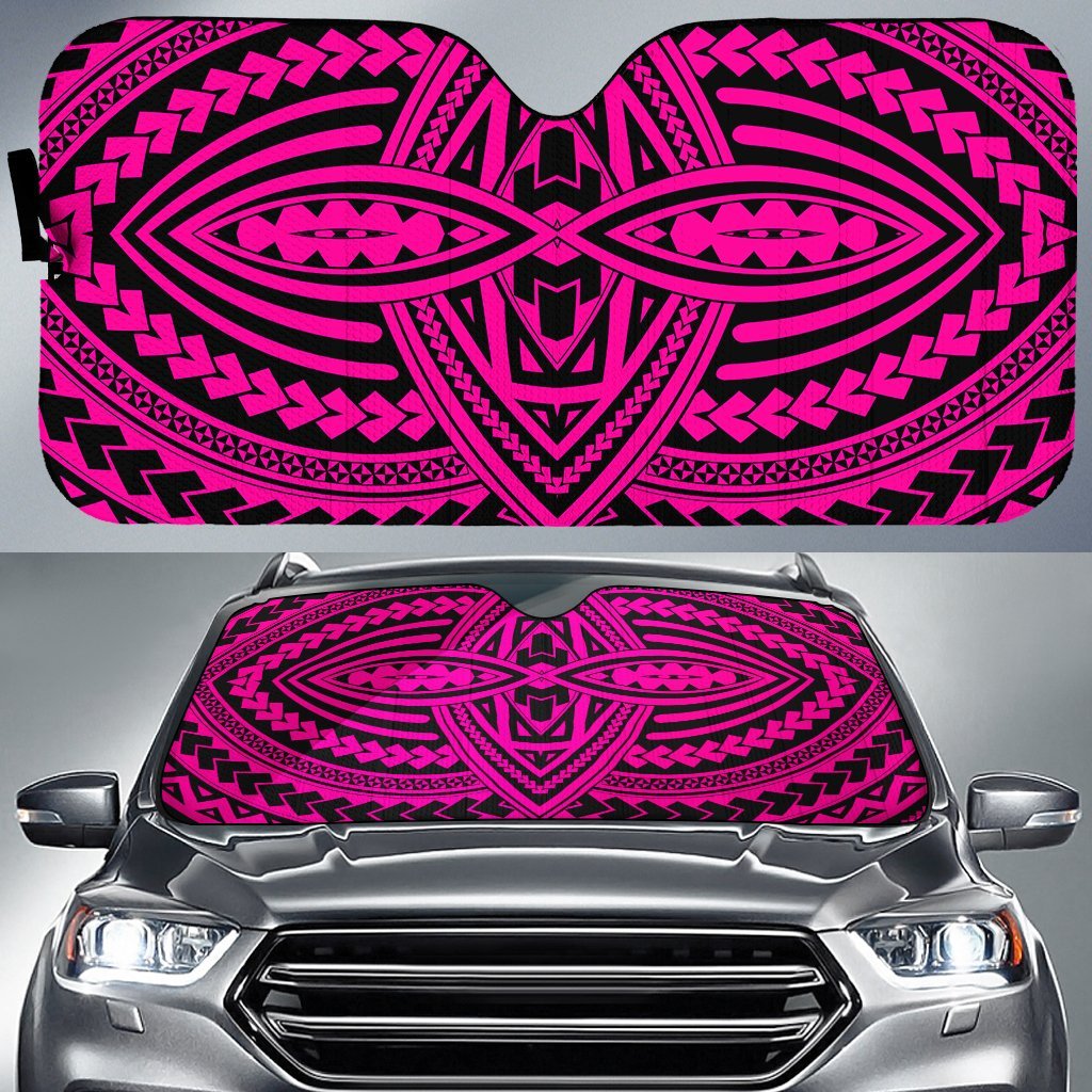 Polynesian Seamless Car Sun Shade Auto Sun Shade Universal Fit Pink - Polynesian Pride