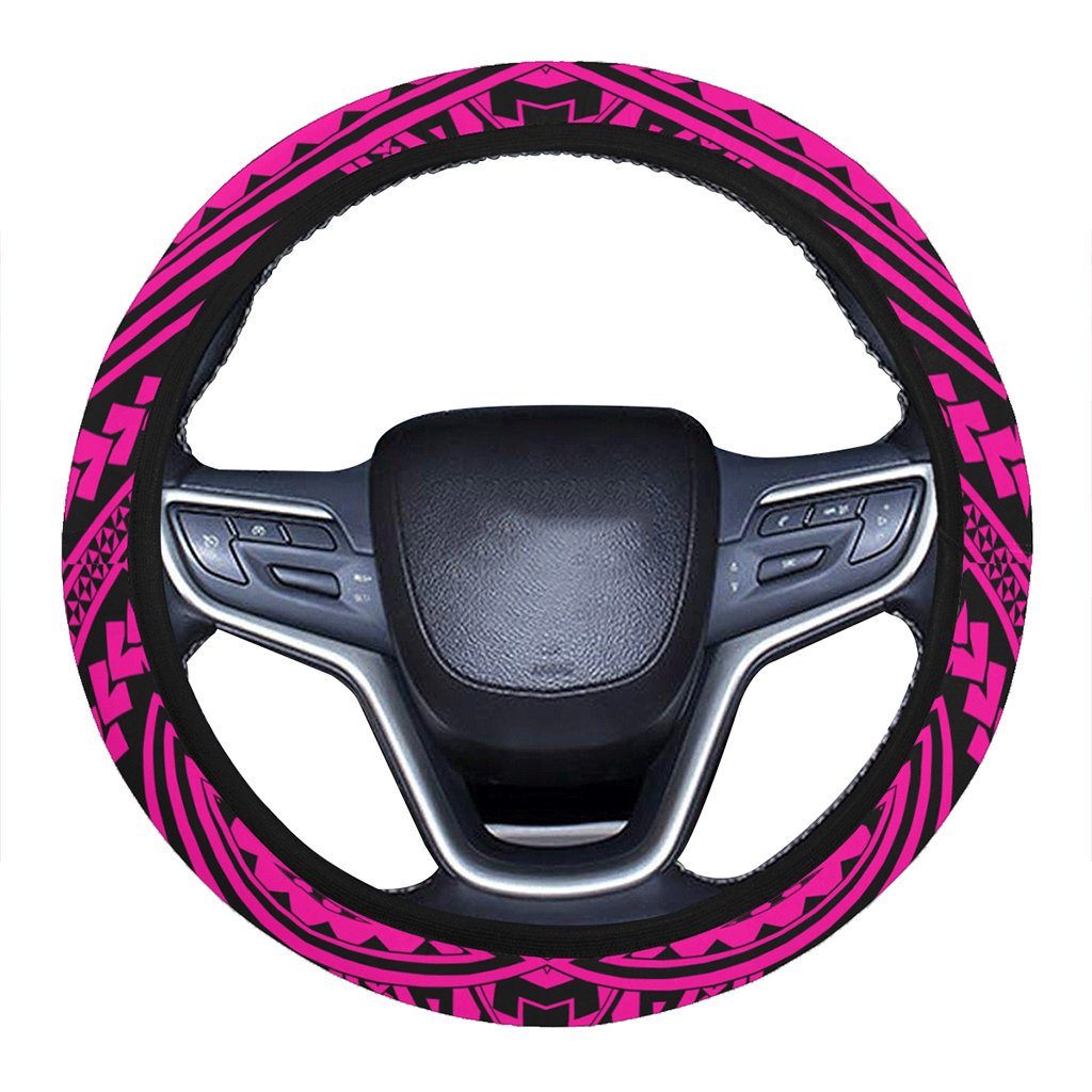 Polynesian Seamless Pink Hawaii Steering Wheel Cover with Elastic Edge One Size Pink Steering Wheel Cover - Polynesian Pride