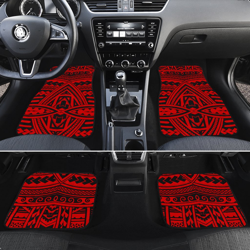 Polynesian Seamless Red Hawaii Car Floor Mats Red One Size - Polynesian Pride