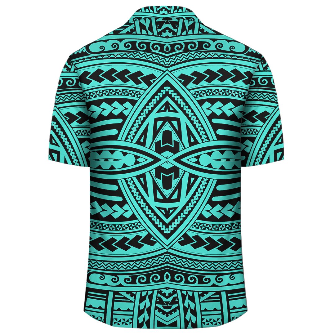 Polynesian Seamless Turquoise Hawaiian Shirt - Polynesian Pride