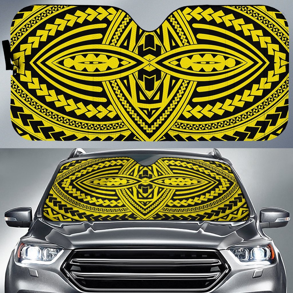 Polynesian Seamless Car Sun Shade Auto Sun Shade Universal Fit Yellow - Polynesian Pride