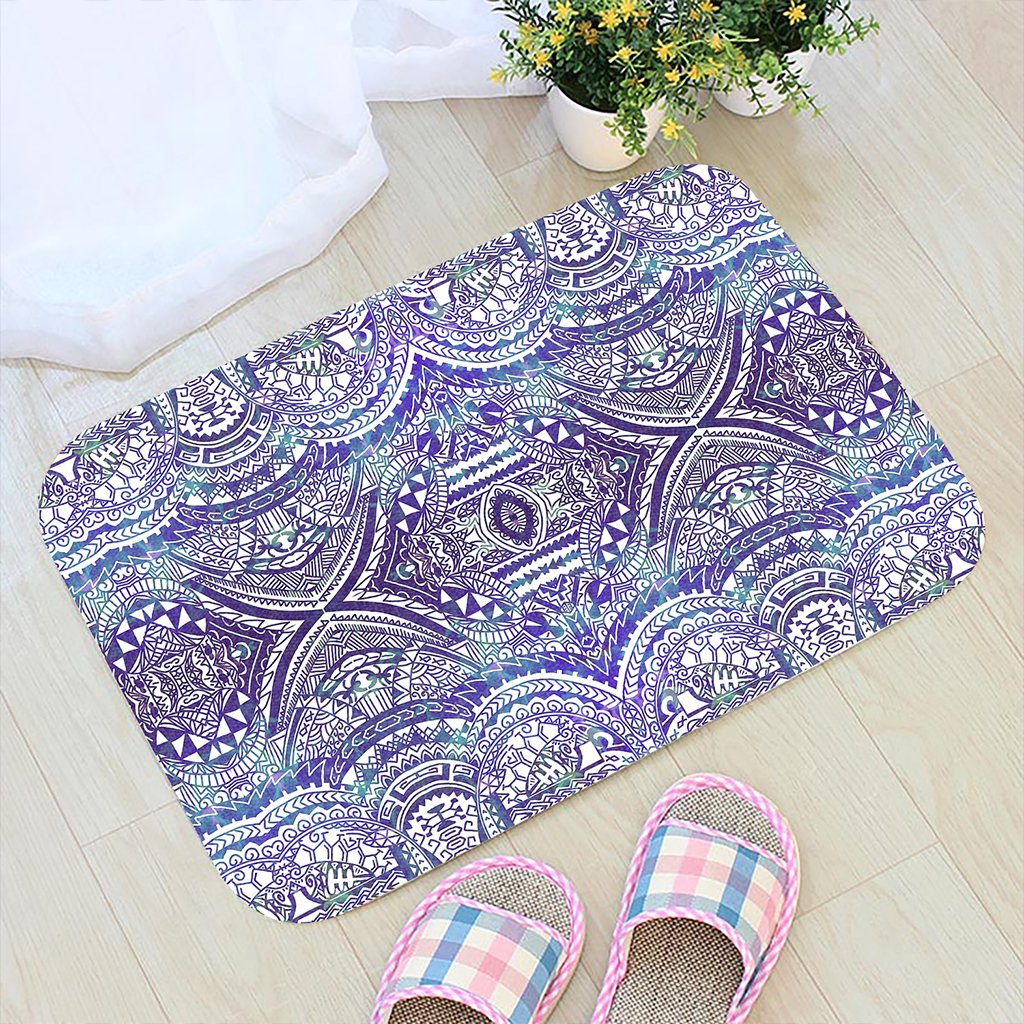 Polynesian Symmetry Gardient Violet Hawaii Door Mat Door Mat Black - Polynesian Pride